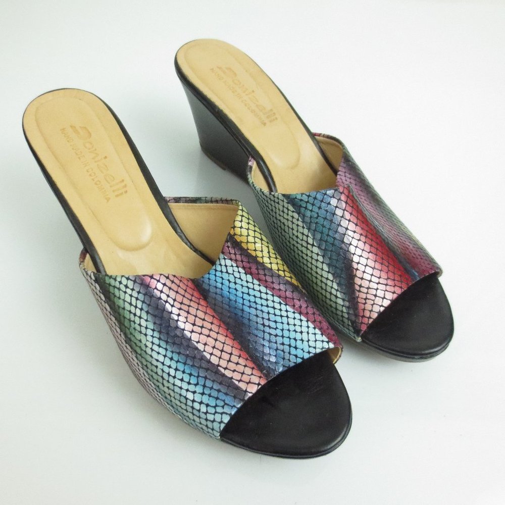 Rare DONIZELLI Leather Slip On Shoes Wedge